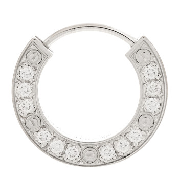 CARTIER 18K White Gold Diamond Pave Single LOVE Hoop Earring