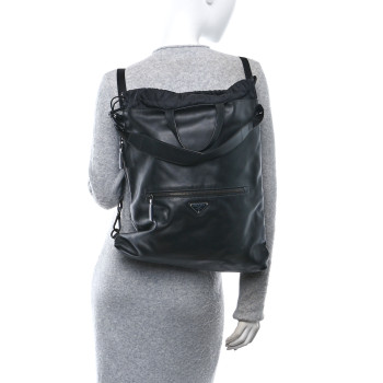 PRADA Grace Lux Drawstring Backpack Black