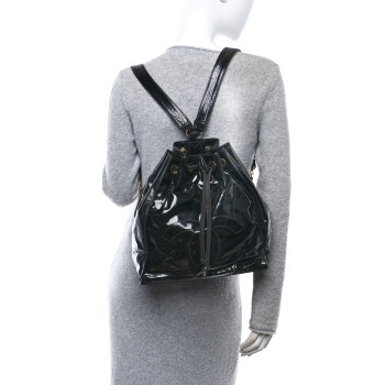 CHANEL Paten Timeless CC Drawstring Backpack Black