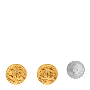 CHANEL Round CC Clip On Earrings Gold