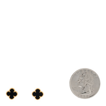 VAN CLEEF & ARPELS 18K Yellow Gold Black Onyx Sweet Alhambra Earrings
