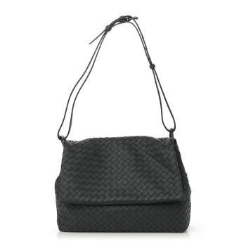 BOTTEGA VENETA Nappa Intrecciato Flap Shoulder Bag Ardoise