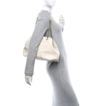 CHANEL Calfskin Stitched Small Urban Shopping Tote White
