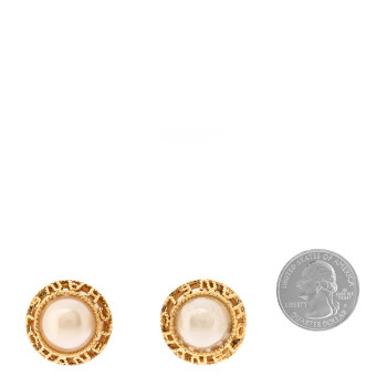 CHANEL Pearl Clip On Earrings Gold