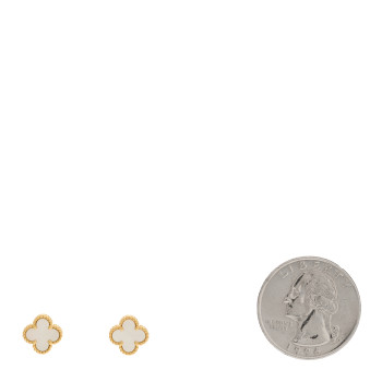 VAN CLEEF & ARPELS 18K Yellow Gold Mother of Pearl Sweet Alhambra Earrings
