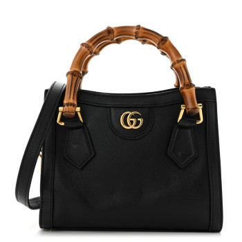 GUCCI Wonka Grain Calfskin Mini Diana Tote Bag Black Yellow Fluo