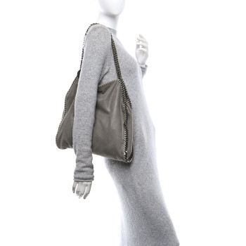 STELLA MCCARTNEY Shaggy Deer Falabella Fold Over Tote Grey
