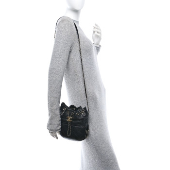CHANEL Calfskin Quilted Small Gabrielle Bucket Black