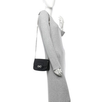 SALVATORE FERRAGAMO Saffiano Paris Crossbody Bag Black