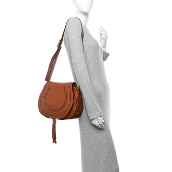 CHLOE Calfskin Medium Marcie Round Crossbody Bag Tan