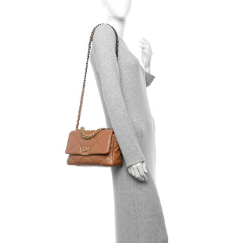 CHANEL Lambskin Quilted Medium Chanel 19 Flap Brown