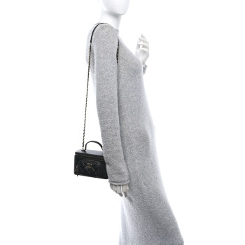 CHANEL Caviar Quilted Top Handle Pocket Vanity Case Black