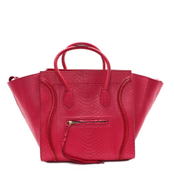 CELINE Snakeskin Medium Phantom Luggage Fushia