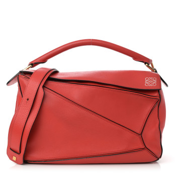 LOEWE Calfskin Medium Puzzle Bag Scarlet