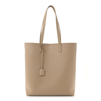 SAINT LAURENT Calfskin North-South Shopping Tote  Dark Beige