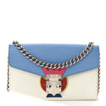LOUIS VUITTON Epi Tribal Mask Chain Wallet Blue White