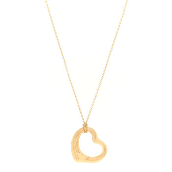 TIFFANY 18K Yellow Gold 22mm Elsa Peretti Open Heart Pendant Necklace