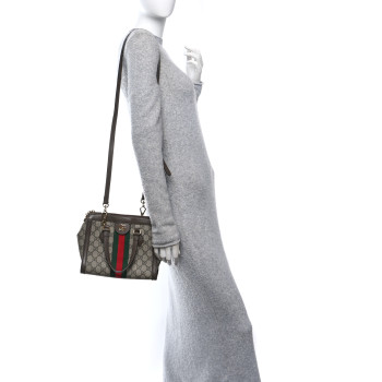GUCCI GG Supreme Monogram Small Ophidia Tote Bag Brown