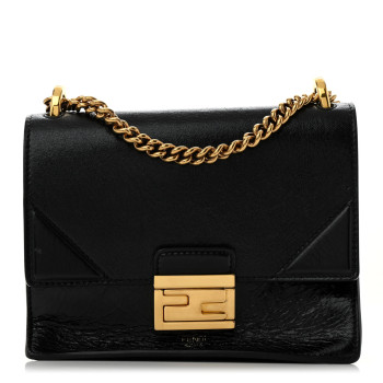 FENDI Agnello Old Shine Small Kan U Shoulder Bag Black