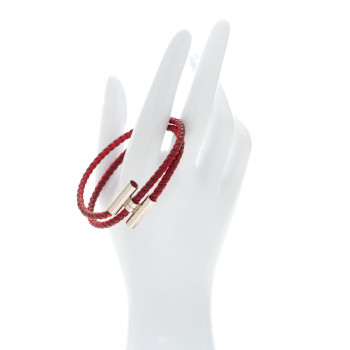 HERMES Swift Double Wrap Cord Tournis Tresse Bracelet T4