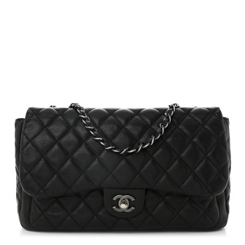 CHANEL Caviar Quilted Medium Now and Forever Flap  Black