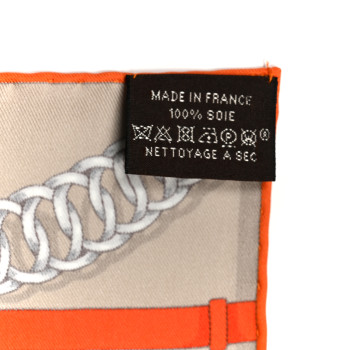 HERMES Silk Grand Manege Detail Scarf 70 Grege Orange Vieux Rose