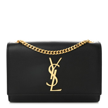 SAINT LAURENT Grain De Poudre Small Monogram Kate Satchel Black