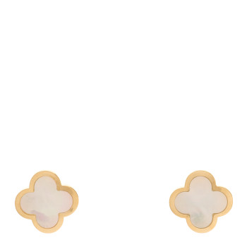 VAN CLEEF & ARPELS 18K Yellow Gold Mother of Pearl Pure Alhambra Earrings