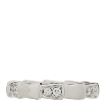 BULGARI 18K White Gold Diamond Serpenti Viper Band Ring 47 4