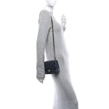 CHANEL Lambskin Quilted Mini Square Flap Navy