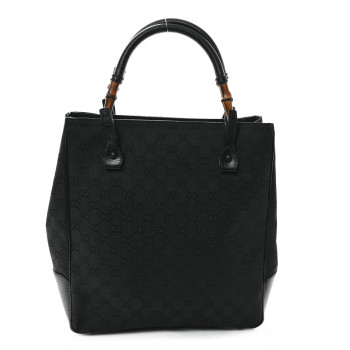 GUCCI Monogram Bamboo Handle Bag Black
