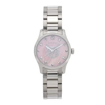 GUCCI Stainless Steel Pink Mother of Pearl 27mm G-Timeless Cat Quartz Watch