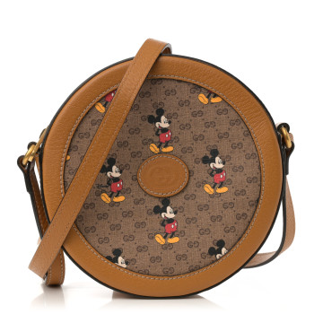 GUCCI X DISNEY Mini Vintage GG Supreme Monogram Mickey Mouse Round Shoulder Bag Beige Vintage Sun Oil