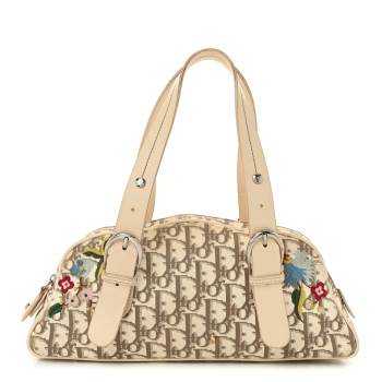 CHRISTIAN DIOR Monogram Vintage Flowers Small Bowler Beige