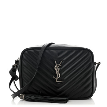 SAINT LAURENT Calfskin Matelasse Monogram Lou Camera Bag Black