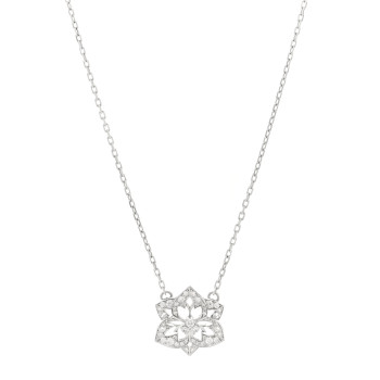 BOUCHERON 18K White Gold Diamond Pensee de Diamants Flower Pendant Necklace