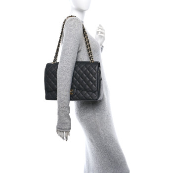 CHANEL Caviar Quilted Maxi Double Flap Black
