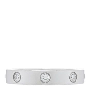 CARTIER 18K White Gold 8 Diamond 4mm Wedding Band LOVE Ring 58 8.5