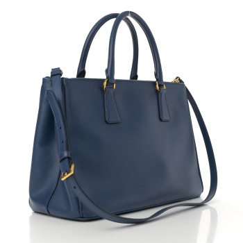 PRADA Saffiano Medium Galleria Double Zip Tote Bluette