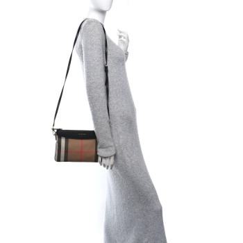 BURBERRY House Check Derby Peyton Crossbody Clutch Bag Black