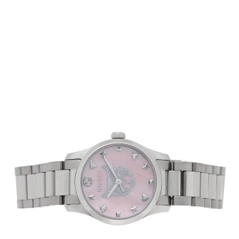 GUCCI Stainless Steel Pink Mother of Pearl 27mm G-Timeless Cat Quartz Watch