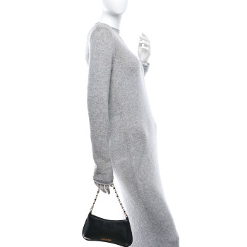 JACQUEMUS Glazed Calfskin The Small Bisou Chaine Shoulder Bag Black