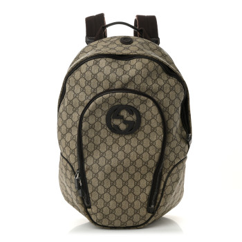 GUCCI GG Plus Monogram Interlocking G Medium Backpack Dark Brown