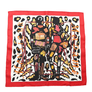 HERMES Silk Gavroche Monsieur et Madame Pocket Square