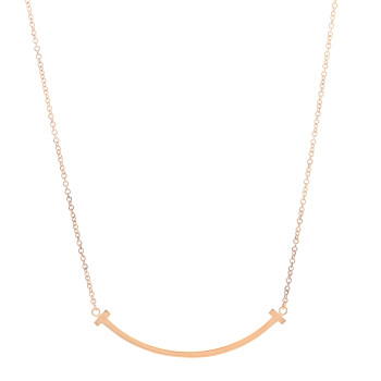 TIFFANY 18K Rose Gold Small T Smile Pendant Necklace