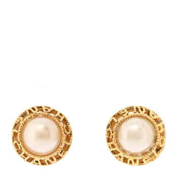CHANEL Pearl Clip On Earrings Gold