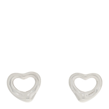 TIFFANY Sterling Silver Elsa Peretti 11mm Open Heart Earrings