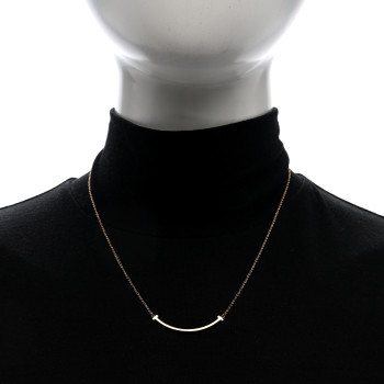 TIFFANY 18K Rose Gold Small T Smile Pendant Necklace