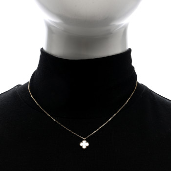 VAN CLEEF & ARPELS 18K Yellow Gold Mother of Pearl Sweet Alhambra Pendant Necklace