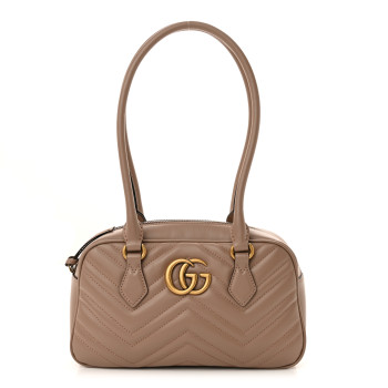 GUCCI Calfskin Matelasse Medium GG Marmont East West Shoulder Bag Porcelain Rose